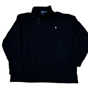 Polo Ralph Lauren Estate Rib Shawl Collar 2XLT Black Pullover 100% Cotton Knit